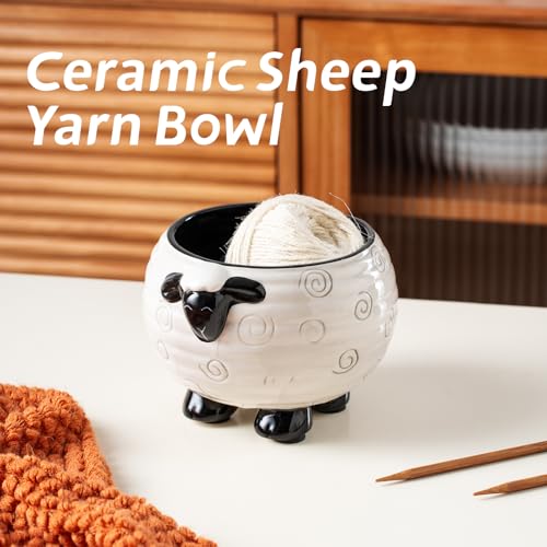 Ceramic Yarn Holder Crochet Bowl, Flame Yarn Bowl for Crocheting-Crochet Bowls