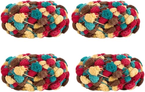 Jelly Bean Pom Bomb Yarn - 150g/Skein Super Bulky Polyester- 4 Balls Pomp-A-Doodle Yarn for Crochet Knitting Handcraft Mat Pet Nest 600g (4, Van Gogh) - color: Van Gogh