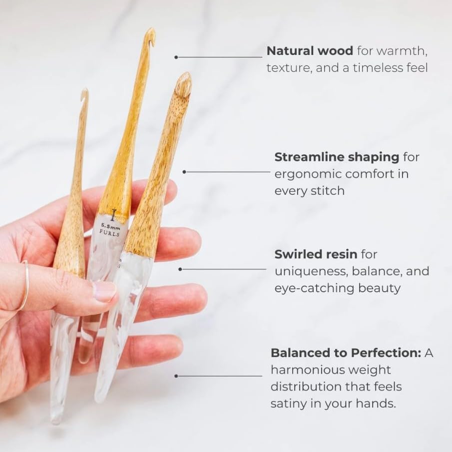 Furls Crochet Hook, Streamline Resin Fusion in Mango + White, Ergonomic Handle Crochet Hooks 7" (Fusion, N - 9.00MM) - color: Fusion, size: N - 9.00MM