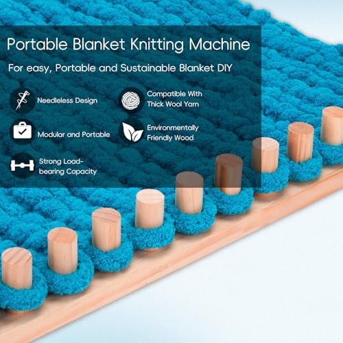 LITURTOO 41" Chunky Blanket Loom - Loom for DIY Throw Blankets, Adjustable Size Hand Knitting Yarn Chunky,No Needles Required,Beginner Friendly Yarn Craft - size: 41" - Natural Wood Color