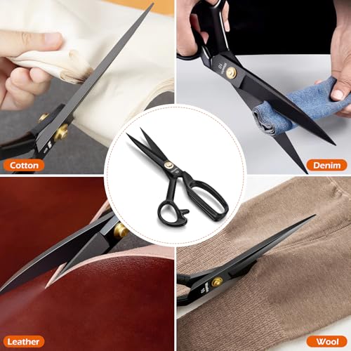 Fabric Scissors Professional, 10" Heavy Duty Sewing Scissor for Fabric Cutting, Tailor Sharp Sewing Shears for Cutting Leather craft Home Office Students Artists Dressmakers - size: 10 inch