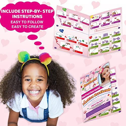 Ambesi DIY Headband Making Kit for Girls Ages 5-12 - Arts & Crafts Gift Set | Arts and Crafts kit for Kids 4-6, Hair Accessories, Make Your Own Hair Accessories, Birthday Gifts