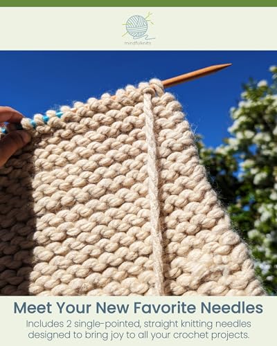 mindfulknits Premium Straight Single Pointed Beech Wood Knitting Needles – Size US 4, 3.5mm – 35cm Length – Straight Needle Set - Crafting & Knitting Supplies for Relaxation & Stress Relief (3.5mm) - size: US4, 3.5mm