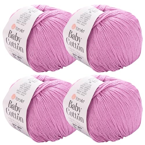YarnArt Baby Cotton Yarn 4-Pack – Soft Knitting Yarn for Baby & Summer, 50% Cotton 50% Acrylic, 1.76 Oz Each, 180.44 Yds/Skein – Ideal for Amigurumi & Crochet Projects (415) - color: 415