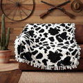 Chumia 2 Pcs/1 Set Cow Print Tie Blankets Craft Kit 57 x 57 Inch Western Themed DIY No Sew Fleece Blanket Black and White No Sew Fabric Cowboy Cowgirl Tie Knot Throw Craft Gift for Cow Birthday Party - style: Cow Print