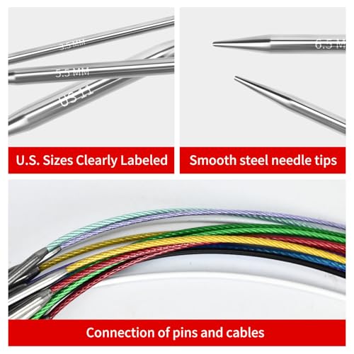 10.0mm Circular Knitting Needles - 16-inch/40cm US15 Ergonomic Stainless Steel Set with Tangle-Free Cable and Smooth Joints, Ideal for Hats, Socks, and Sleeves - size: 10.0mm/US15