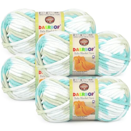 Chunky Chenille Yarn for Crocheting - #6 Super Bulky Blanket Yarn - 4 Pack of 100g/71yds Thick Plush Fluffy Soft Yarn - Chunky Yarn for Knitting Baby Blankets, Amigurumi, Hats (4, Baby Mint Green) - color: Baby Mint Green