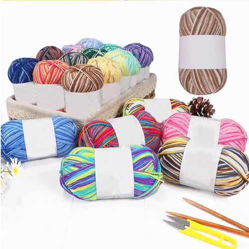 Threads for Knitting Yarn Crochet Yarn Rainbow for Crocheting Knitting Projects(Khaki Flower) - color: Khaki flower