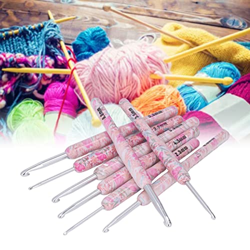 8Pcs Crochet Hook Set, Ergonomic Soft Grip Crochet Handles Yarn Knitting Needles for Arthritic Hand (Smash Flower)