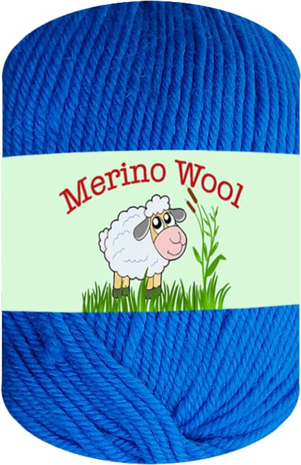 Sunny Cat 100% Pure Merino Wool Yarn for Knitting – 6pcs Merino Wool Yarn for Knitting and Crocheting – 1.8oz(10.8oz) Wool Skeins – Light/DK Weight –130yrds (780yrds Total) (39 Royal Blue) - color: 39 Royal Blue