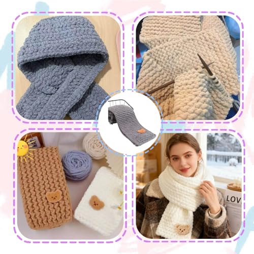 Yarniss Knitting Loom Kits，Knitting Scarf Kits with Gray Yarn - color: Gray