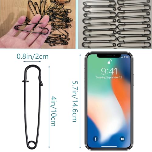Large Safety Pins Heavy Duty - 4" Oversized Safety Pins for Laundry, Blanket, Crafts, Outdoor - 16PCS