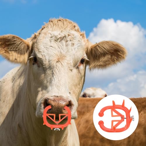 M METERXITY 10-Pack Cow Nose Rings Set, Plastic Farm Livestock Cow Nose Clip with 0.79" Long Spikes for Farm Cattle Prevent Milk Sucking [Orange/Yellow] - color: Orange/Yellow