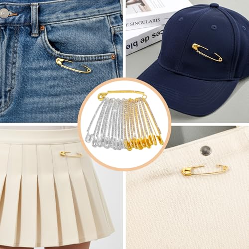 Rhinestone Safety Pins, 20 Pieces Fancy Safety Pin Large, Decorative Brooch Pin for Clothing, DIY Accessories for Clothes Sweater Shawl Collar Dress Cardigan Shirt Jeans (Gold, Sliver)