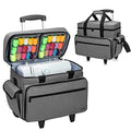 Teamoy Rolling Sewing Machine Case with Wheels, Gray | Compatible with Singer, Brother and Most Majority Machines and Accessories, with Detachable Wheels and Bottom Wooden Pad - color: Gray