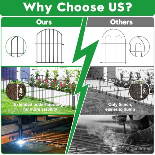 Decorative Garden Fence 17in (H) x30ft (L),Arched Rustproof Metal No Dig | Small Fence for Dogs & Rabbit,Ornamental Animal Barrier for Flower Beds,Border Panels Fencing for Yard & Patio Outdoor Decor - size: 30 Panels-17in(H) x 30ft(L) without Gate