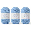 3 Pack Fluffy Chenille Yarn for Crocheting，Baby Yarn for Crocheting Soft，150g/5.28oz Velvet Amigurumi Yarn ，Fingering Weight Yarns for Crocheting Baby Blankets、DIY Craft.(3 Azure) - color: 3 Azure