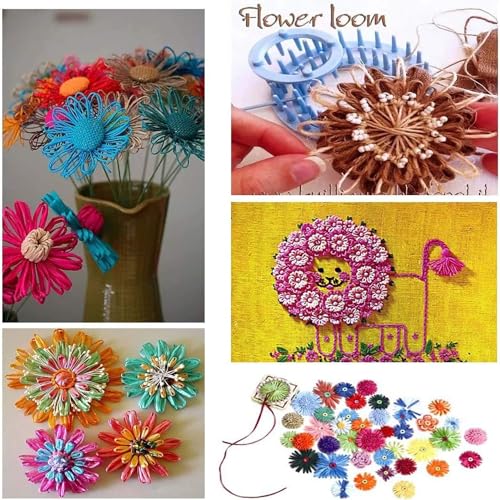 Knewmart Weaving Loom Kit, 8pcs Flower Maker Wool Knitting Ball Maker Weaving Tools Knitting Craft Weaver Loom - with Needle (Flower Maker) - size: Flower Maker