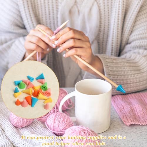 LXUEJIE 40 Pcs Knitting Needles Point Protectors, 2 Sizes Knitting Needle Stoppers Colorful Knit Needle Tip Covers for Knitting Sewing Quilting DIY Art