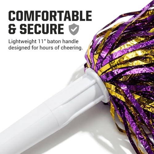 Metallic Gold and Purple Foil Textured School Spirit Shakers- Pack of 10 | Anderson's Metallic Pom Pom, For Cheerleader, Football, Basketball, Homecoming, Team Party, Dance Performance, Celebration - color: Purple and Gold