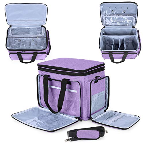 LUXJA Portable Yarn Knitting Storage Tote Bag,Lavender | Fits Knitting/Circular Needles Up to 14 Inches, Yarn Bag With Cover & Shoulder Strap for Crochet Hooks & Craft Accessories - color: Lavender