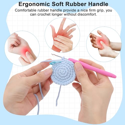Crochetbox Crochet Hooks Set, 18 Size 0.5mm-10mm(P) Ergonomic Handles Crochet Hooks with Case for Arthritic Hands, Kintting Needle with Crocheting Tool for Crocheters - size: 18 Size(0.5~10mm)