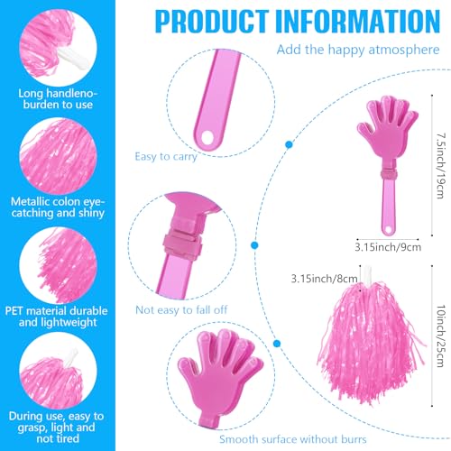 36 Pcs Cheerleading Pom Poms Thunder Sticks and Hand Clappers - color: pink
