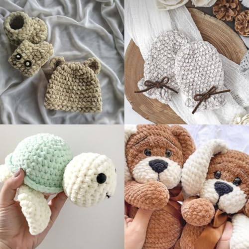 Chunky Chenille Yarn for Crocheting and Knitting, Super Bulky Yarn for Blankets, Soft Plush, 1 Skein 3.4oz 82yds - color: 04 Beige