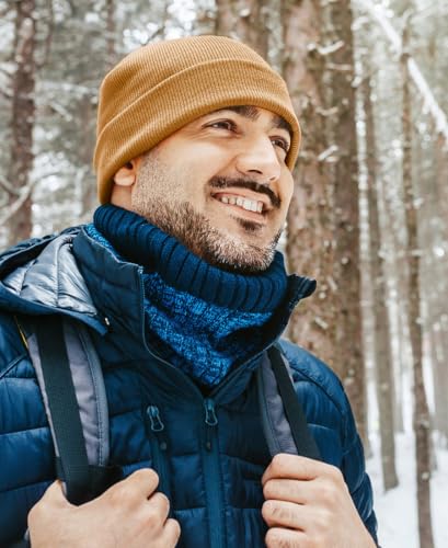 100% Cotton Beanie Hat Winter Hats Women Men Warm Knit Beanies | Double Layer Warmth ,Ultra-Soft Itch-Free Pure Cotton Knitted, Cuffed & Uncuffed Fisherman Slouchy Skull Cap for Womens Mens - color: 1pcs Brown