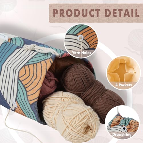 TOGETRUE Yarn Bag, Small Knitting Crochet Bag, Portable Yarn Storage Bags Organizer for Crocheting Project, Store Skein Ball, Short Knitting Needle (Small, Color Arc) - color: Color Arc, size: Small