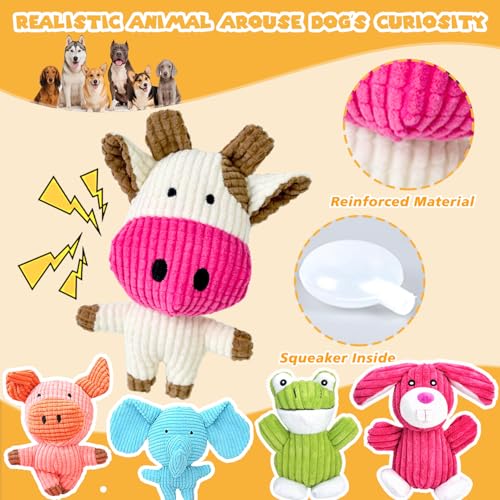 MRSOHRET Dog Toys Squeak, Tough Plush Puppy Chew Toy for Aggressive Chewers | 5 Pack Durable Plush Puppy Chew Toys for Teething, Stuffed Dog Toy for Large Medium Small Breed to Keep Them Busy