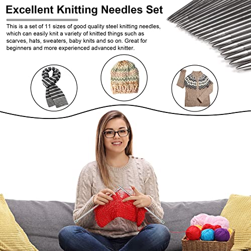 Aeelike 11 Pairs Metal Knitting Needle Set, 2mm-8mm Knitting Needle, Type B - color: Color B, size: 25 cm