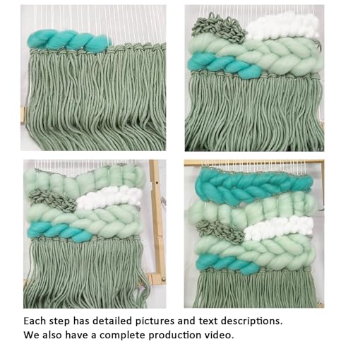 Weaving Loom for Beginners Adults/Kids and 1 Set of Weaving Works Complete Yarn Kit with Detailed Friendly Instructions, Parents and Children in The Holiday Experience Weaving Brings Fun Green - size: A5FT