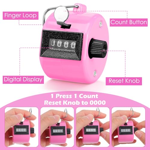 16pcs Handheld Tally Counter Clicker, 4 Digit Mechanical Clicker Counter,Assorted Color Pitch Counters for Counting Numbers, Knitting, Coaching, Golf Lap, Fishing, Sports Event