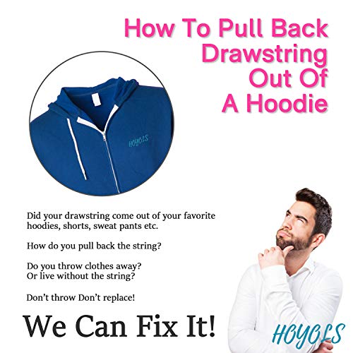 HOYOLS 7 Pcs Drawstring Threader Set | Elastic Bodkin, Loop Turner Tweezers, Quick & Easy Rethreading Tools, for Hoodies, Sweatpants, Sewing & Crafts