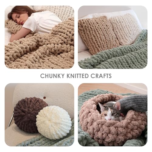 Jumbo Chunky Yarn for Hand Knitting - Super Thick Chenille Chunky Yarn for Crocheting - Extra Soft Bulky Fluffy Blanket Big Yarns 8 Jumbo Pack (27yds,8 oz Each Skein) - color: Muted Burgundy