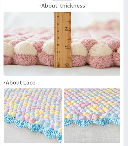 Jelly Bean Pom Bomb Yarn - 150g/Skein Super Bulky Polyester- 4 Balls Pomp-A-Doodle Yarn for Crochet Knitting Handcraft Mat Pet Nest 600g (4, Macaron) - color: Macaron