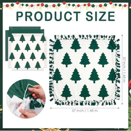 Chumia 2 Pcs/1 Set Christmas No Sew Fleece Blanket Craft Kit 57 x 57 Inch Christmas Tree Tie Blankets Throw DIY Making Blanket Gift for Xmas Winter Holiday Party Favors Home Bed Couch Decoration - style: Christmas Tree