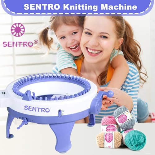 SENTRO Knitting Machine, 48 Needles Knitting Loom Machine with Row Counter | Smart Circular Knitting Machine with Gife Box,Knitting Gife for Adult&Beginners,Efficient DIY Crochet Machine for Hat,Scarves - color: 48Blue