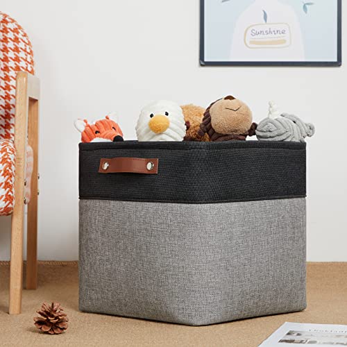 DULLEMELO Cube Collapsible Storage Bins, 12 inch Fabric Storage Cubes Bins Canvas Organization Baskets, Linen Closet Organizers Boxes for Home Organization and Storage (4 Pack - 12" Black&Grey) - color: Black&Grey, size: M-12"x 12"x12"