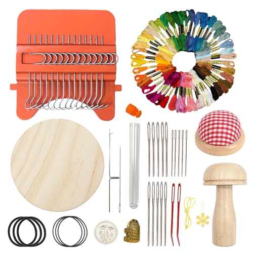 Esoes Speedweve Darning Mini Loom Kits with 50 Color Threads, Sock Darning Mushroom Egg, Complete Darning Kit for Beginners Quickly Mending Jeans Socks, DIY Knit Patch Repair Clothes Tool