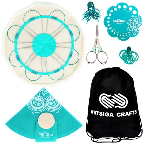 KnitPro Mindful Explore 10-in. IntChg. Circular Knitting Needle Set | US 0, 1.5, 2.5, 4, 6. 7, 8, 10 Incl. Scissors, Gauge, Stitch Markers & More, Fabric Case, Project Bag