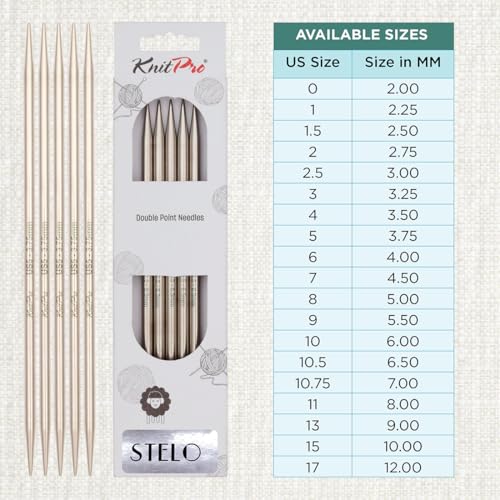 KnitPro Stelo Double-Pointed Needles 8" (20cm) | US Size 5 (3.75mm) - size: US Size 5 (3.75mm)