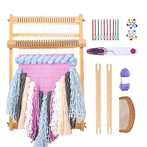 Knewmart Wooden Multi-Craft Weaving Loom Large Handcraft Frame 15.7×11.8in (40×30cm) Complete Weaving Accessory Kit