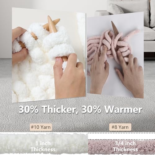 Cozyful Chunky Yarn for Hand Knitting - #10 Chunky Chenille Yarn, Jumbo Big Thick Chunky Yarns for Crocheting, Super Bulky Chunky Knit Blanket Yarns, 8 Skein (22yd, 8oz/Skein), Cream & Khaki - color: Cream & Khaki