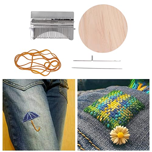 Darning Loom Speedweve Type Weave Tool, 28 Hooks Quickly with Stainless Steel Hooks, Small Weaving Loom for Quick Mending and DIY Crafts - Convenient Mini Loom Machine for Clothes and Socks Repair