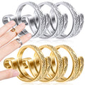 ANCIRS 6 Pack Knitting Crochet Loop Ring for Fingers, Adjustable Crochet Tension Ring, Metal Open Yarn Guide Finger Holders, Knitting Thimbles for Crochet- 3 Gold & 3 Silver - color: 3 Gold+3 Silver