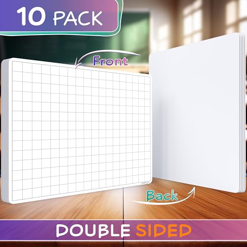 SCRIBBLEDO Large Grid Dry Erase Sheets 11”x14” Math Practice Small White Board Sheets Math Manipulatives Quad Graph Whiteboard Sheets Math Supplies Homeschool Teacher Students Classroom Pack of 10 - color: Extra Large Grids