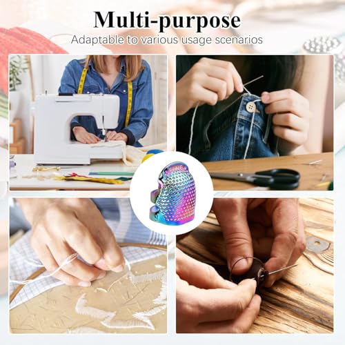 Sewing Thimble, Finger Protector for Hand Sewing, Quilting & Needlework, Comfortable Fit, Essential Sewing Accessory Safety Use - color: 1 Colorful S