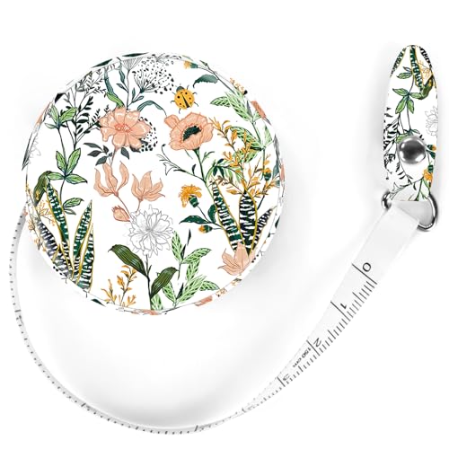 Sewing Tape Measure，Colour Printed Small Retractable Soft Measuring Tape for Tailor Cloth Fabric Body Measurements. - color: White Flower